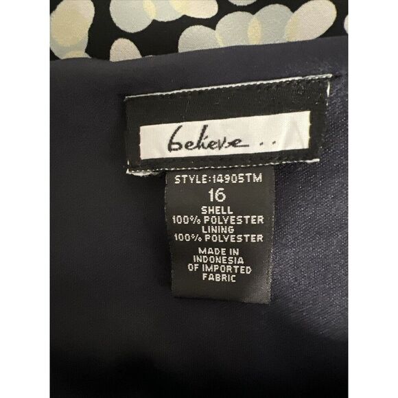 BELIEVE Midi Dress Size 16‎ Chiffon Ruffle Hemline Sleeveless VINTAGE Dots - Picture 7 of 7